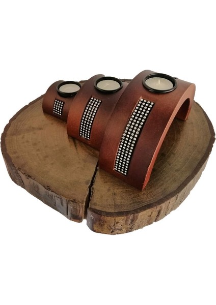 Taş Işlemeli Ahşap 3’lü Mumluk, Dekoratif Şamdan, Şık Hediye, Biblo, Candle fırsatları