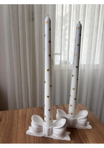 Iki Parçalı Renkli Doğal Soya Mum Seti, Altın Kalpli ve Amber Kokulu fiyatları