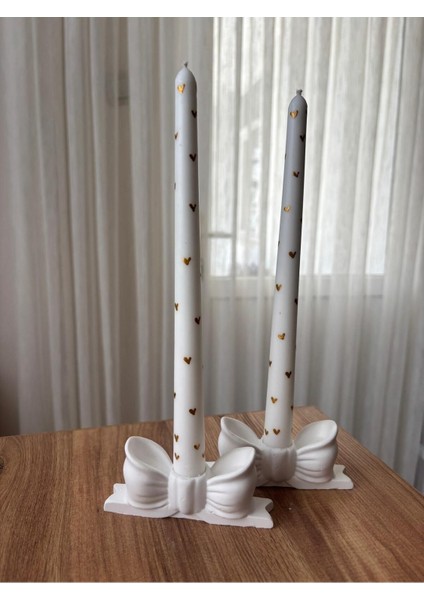 Iki Parçalı Renkli Doğal Soya Mum Seti, Altın Kalpli ve Amber Kokulu modelleri