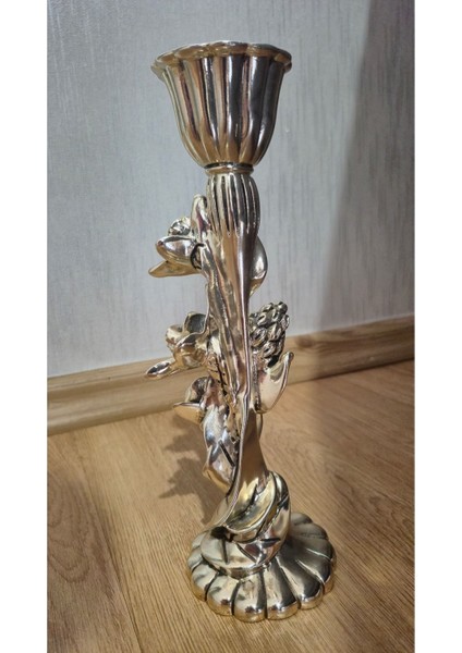 Gümüş Kaplama Çiçekli Zarif Mumluk ve Dekoratif Obje Gri Renk indirimleri