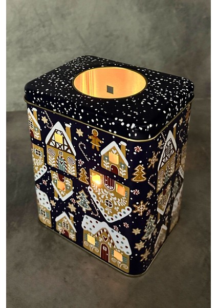 Yılbaşı Temalı Mavi Ana Ev Kutusu, Hediye ve Sürprizler Için Tasarlandı