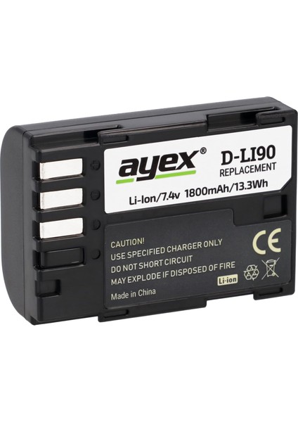 D-LI90 Batarya Pentax K7, K5, K5 Iı, K5 Iıs, K3, K01, 645D Için