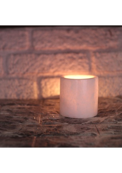 Beyaz Mermer Dekoratif Mumluk, Şık ve Doğal Ev Aksesuarı