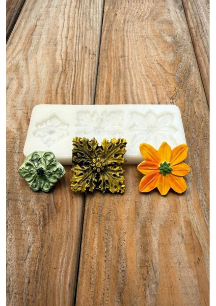 Beyaz Çiçek Süsleme Seti, 4'lü Silikon Mum Kalıpları modelleri