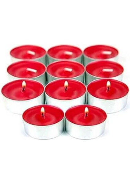 Kırmızı Renkli Tealight Mum Seti, 32'li Paket, Dekoratif ve Şık Aydınlatma Seçeneği