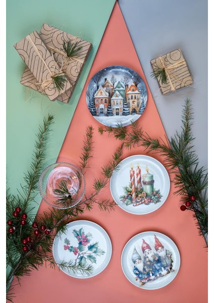 Porselen Festive 4 Parça 15 cm Tabak