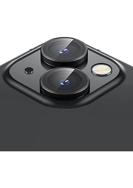 Apple iPhone 15/ 15 Plus, 9h Safir Cam Kamera Metal Lens Koruyucu, Bllk, Siyah