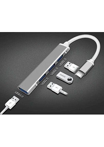 C-809 Macbook Uyumlu Type-C To 4* USB 3.0 Splitter 5 Gbps Çevirici Hub Adaptör