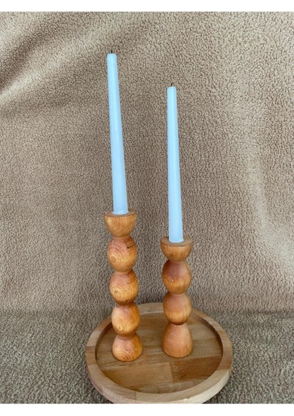 Doğal Kayın Ağacıyla Rustik Ahşap Şamdan Mumluk, Şık ve Sıcak Atmosfer Için.