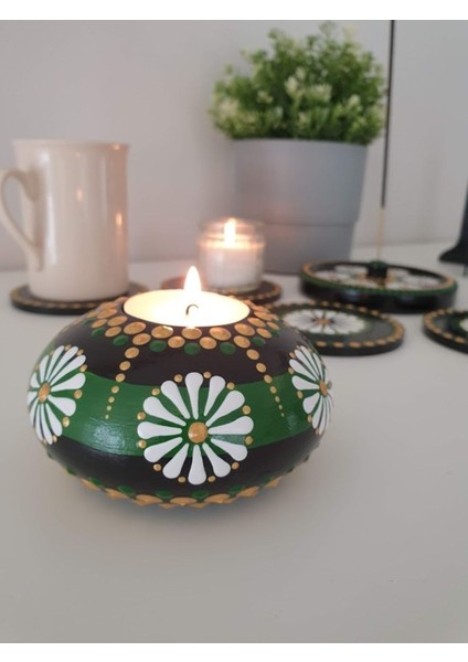 Yeşil Tealight Mumluk, Şık ve Doğal Dekoratif Aksesuar