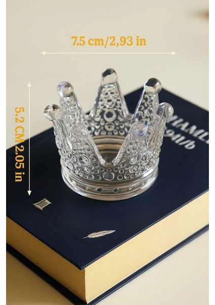 2'li Şeffaf Kristal Taç Mumluk ve Küllük Seti, Şık ve Zarif Tasarım