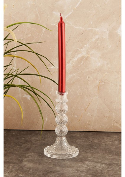 Şeffaf Cam Büyük Dekoratif Mumluk, Şamdan, Kristal Görünümlü, Şık ve Zarif Tasarım