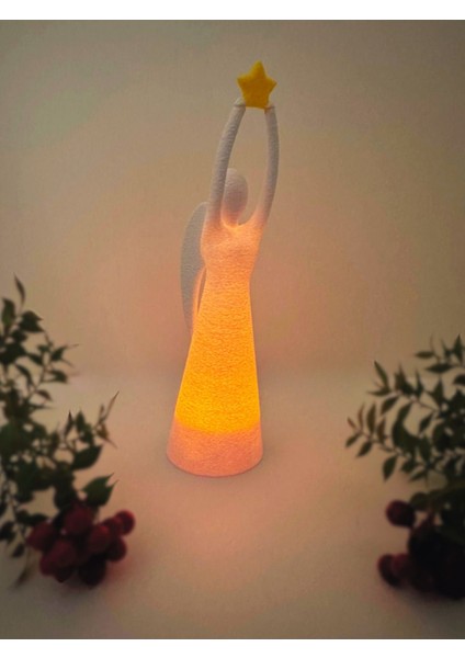 Yıldızlı Melekli 3D Dekoratif LED Mumluk, Yılbaşı ve Hediye Seçeneği