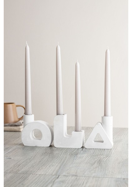 Modern Geometrik Beton Şamdan Seti, Şık ve Sade Tasarım, 3'lü Mum Dekoru