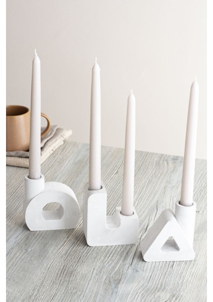 Modern Geometrik Beton Şamdan Seti, Şık ve Sade Tasarım, 3'lü Mum Dekoru fiyatları