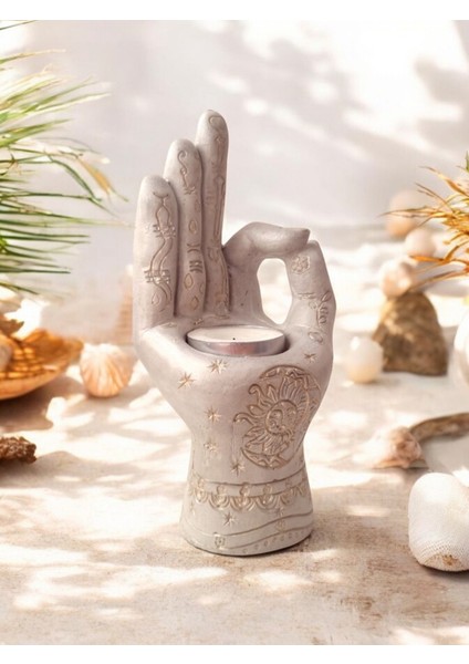 El Yapımı Beton Tealight Şamdan, Gri Renkli, Zarif ve Modern Tasarım fiyatları