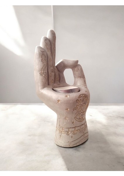 El Yapımı Beton Tealight Şamdan, Gri Renkli, Zarif ve Modern Tasarım