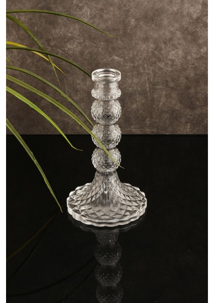 Şeffaf Cam Büyük Dekoratif Mumluk, Şamdan, Kristal Görünümlü, Şık ve Zarif Tasarım fiyatları