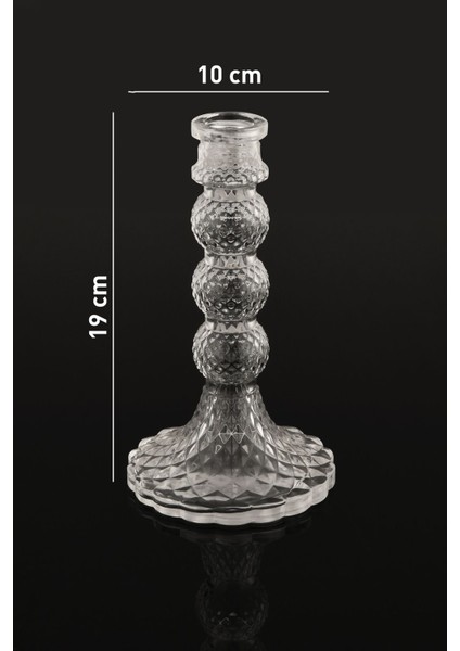 Şeffaf Cam Büyük Dekoratif Mumluk, Şamdan, Kristal Görünümlü, Şık ve Zarif Tasarım