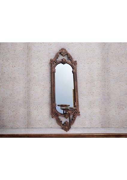 Şık Niş Dikdörtgen Aynalı Polyester Mumluk Takımı, Bakır Eskitme Tarzında fiyatları