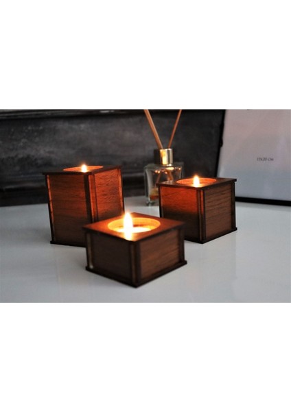 Kahverengi Ahşap Dekoratif Mumluk, Şık ve Doğal Tasarım, Ev Dekorasyonuna Zarif Dokunuş fiyatları