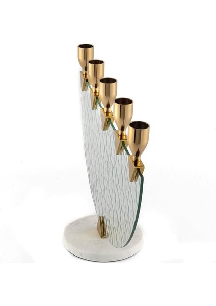 Şamdan Seti, Cam, Altın Renkli, 37X12X27CM, Şık ve Zarif Dekoratif Ürün fiyatları