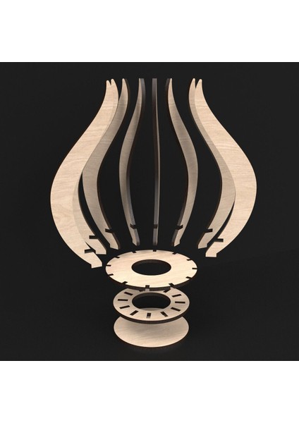 Turuncu Ahşap Dekoratif Mumluk, Şık ve Doğal Dekorasyon Unsuru