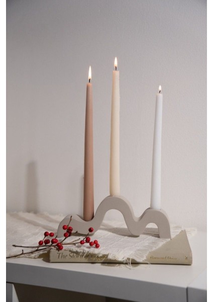 Beyaz Iskandinav Tarzlı Dekoratif Bohem Şamdanlık, Şık ve Zarif Ev Aksesuarı