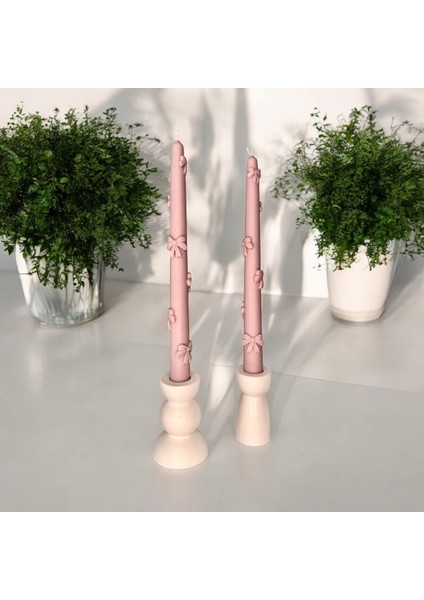 Bihterrazzo Dekoratif 2'li Şamdan, Şık ve Modern Tasarım, Ev Dekorasyonuna Zarif Dokunuş