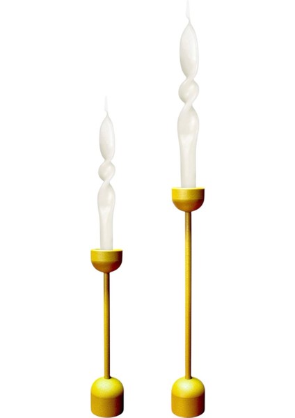 Şık 2'li Altın Kule Şamdan ve Mumluk Seti, Evinizin Dekoruna Zarif Dokunuş