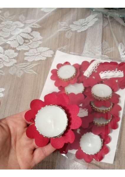 Kırmızı El Mumu Seti, 12'li, Doğal ve Şık El Yapımı Mumlar