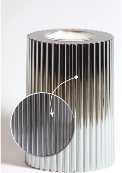 3'lü Tırtıklı Krom Mumluk Seti, Şık ve Dekoratif Hediye Alternatifi modelleri