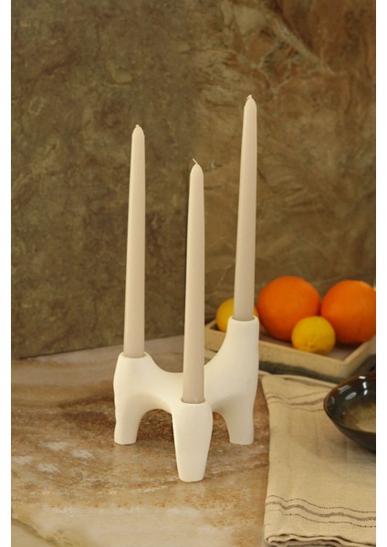 Şık 3'lü Beyaz Beton Şamdan Seti, Iskenav Tarzı, Modern ve Estetik Tasarım fiyatları