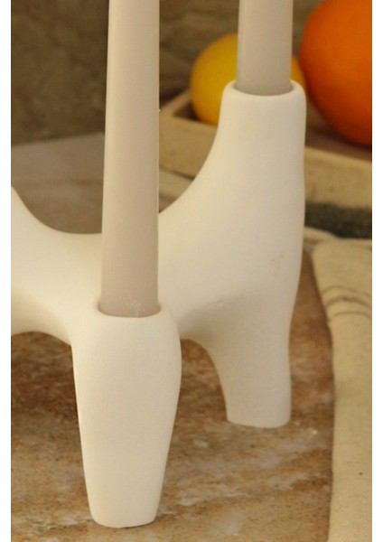 Şık 3'lü Beyaz Beton Şamdan Seti, Iskenav Tarzı, Modern ve Estetik Tasarım modelleri