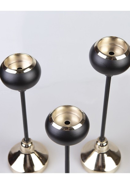 3'lü Armut Şamdan Seti Siyah ve Gümüş Paslanmaz Ev Dekoru modelleri