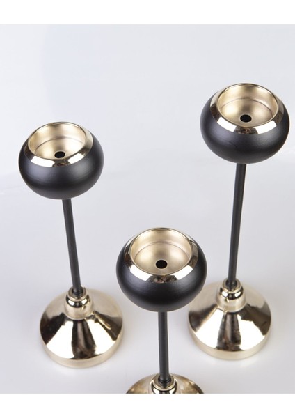 3'lü Armut Şamdan Seti Siyah ve Gümüş Paslanmaz Ev Dekoru fırsatları