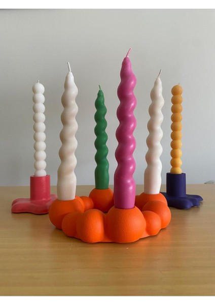 Turuncu 4'lü Beton Şamdan, Şık ve Modern Dekoratif Aksesuar indirimleri