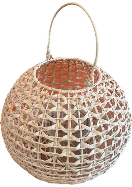 Doğal Bej Rattan Örme Fener, Şık ve Hafif Dekoratif Aydınlatma