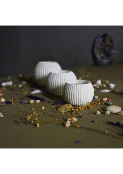 Modern Mermer Beyaz Tealight Mumluk Seti, Şık ve Dekoratif Ev Aksesuarı