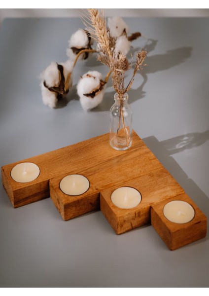 Şık Ahşap Mum Tutucu Seti, Doğal ve Sıcak Dekorasyon Için Ideal Seçim
