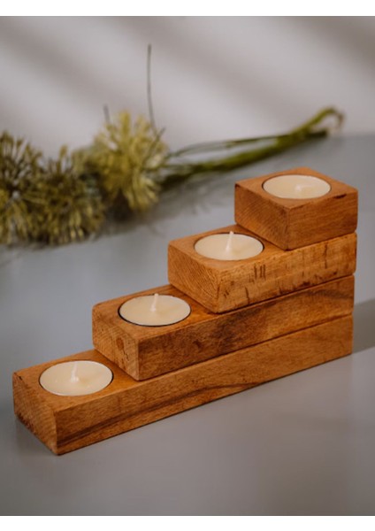 Şık Ahşap Mum Tutucu Seti, Doğal ve Sıcak Dekorasyon Için Ideal Seçim fiyatları