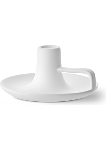 Şık Dekoratif Kulplu Mumluk, Beyaz, 17X17X7 cm