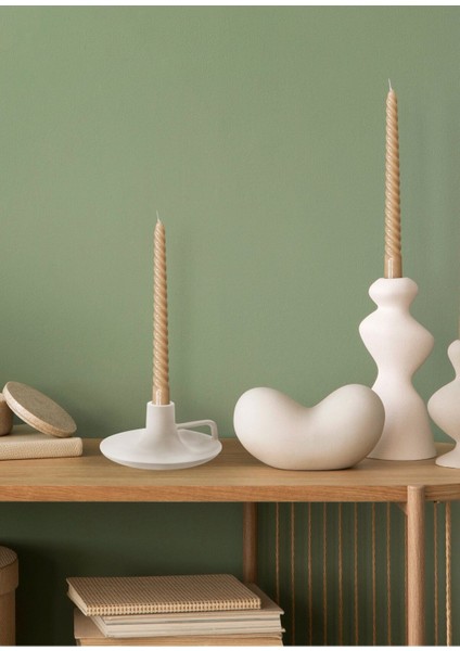 Şık Dekoratif Kulplu Mumluk, Beyaz, 17X17X7 cm indirimleri