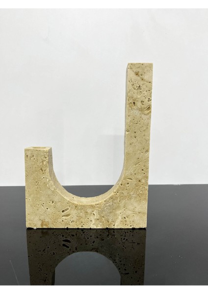 Doğal Mermer Mumluk, Traverten Şamdan, Şık ve Şık Dekorasyon Aksesuarı