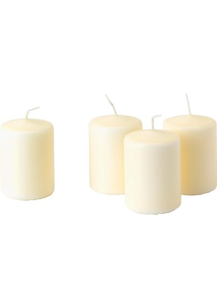 Beyaz 4'lü Doğal Mum Seti, 8 Cm, Şık ve Uygun Fiyatlı Formlar Için