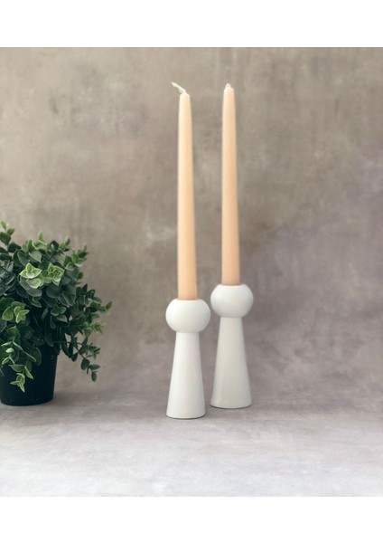 Şamdan-Mumluk, 2'li Beyaz Bubble Tasarım, Şık ve Zarif Dekoratif Aksesuar