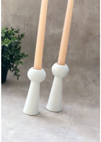 Şamdan-Mumluk, 2'li Beyaz Bubble Tasarım, Şık ve Zarif Dekoratif Aksesuar fiyatları