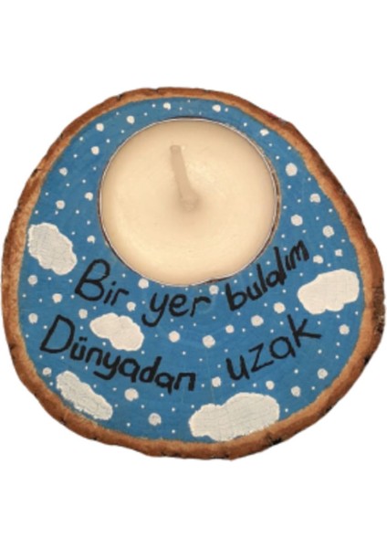 Renkli Özel Tasarım Kütük Mumluk, Şık Dekorasyon Aksesuarı