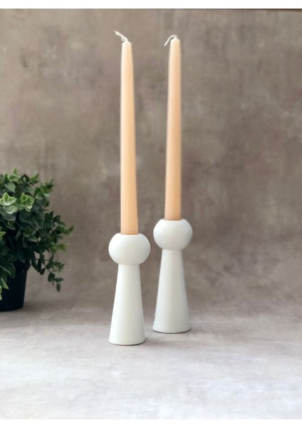 Şamdan-Mumluk, 2'li Beyaz Bubble Tasarım, Şık ve Zarif Dekoratif Aksesuar modelleri