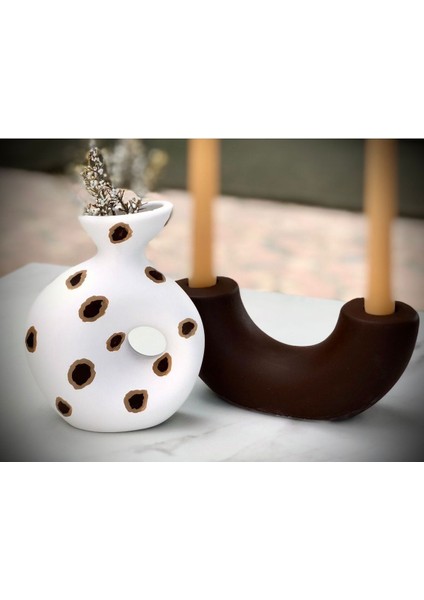 Leopar Desenli Vazo ve Mumluk Seti, Şık ve Zarif Dekorasyon Aksesuarları modelleri